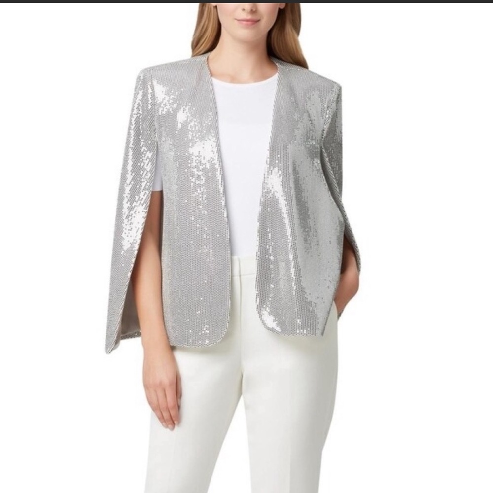 Tahari ASL Women's Metallic Novelty Cape In Excellent Condition